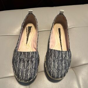 Clarks Navy Patterned Slip-On Flats